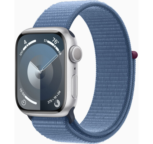 Смарт-часы Apple Watch Series 9 GPS 45mm Silver Aluminium Case with Winter Blue Sport Loop (MR9F3)