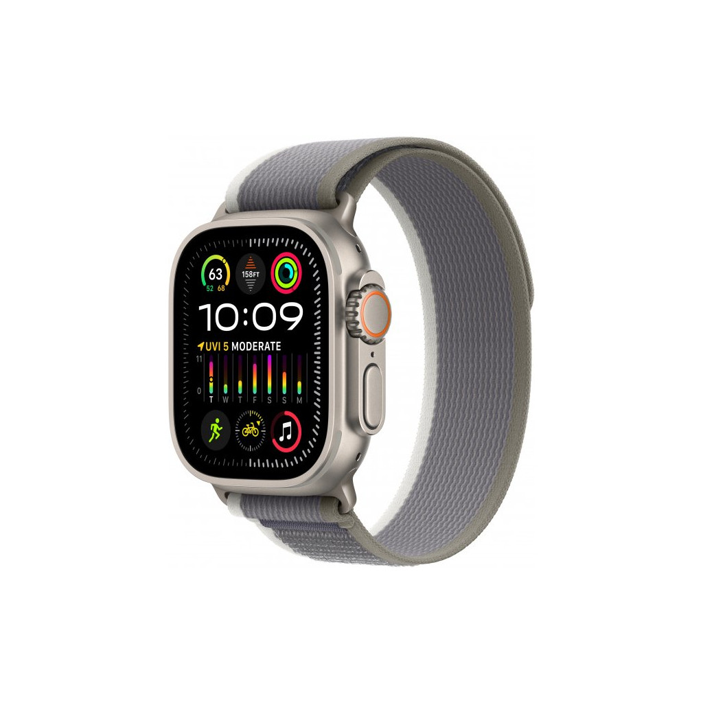 Смарт-годинник Apple Watch Ultra 2 GPS + Cellular, 49mm Titanium Case with Green/Grey Trail Loop - S/M (MRF33UL/A) UA