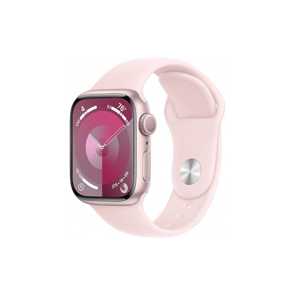 Смарт-годинник Apple Watch Series 9 GPS 41mm Pink Aluminium Case with Light Pink Sport Band - M/L (MR943QP/A) UA