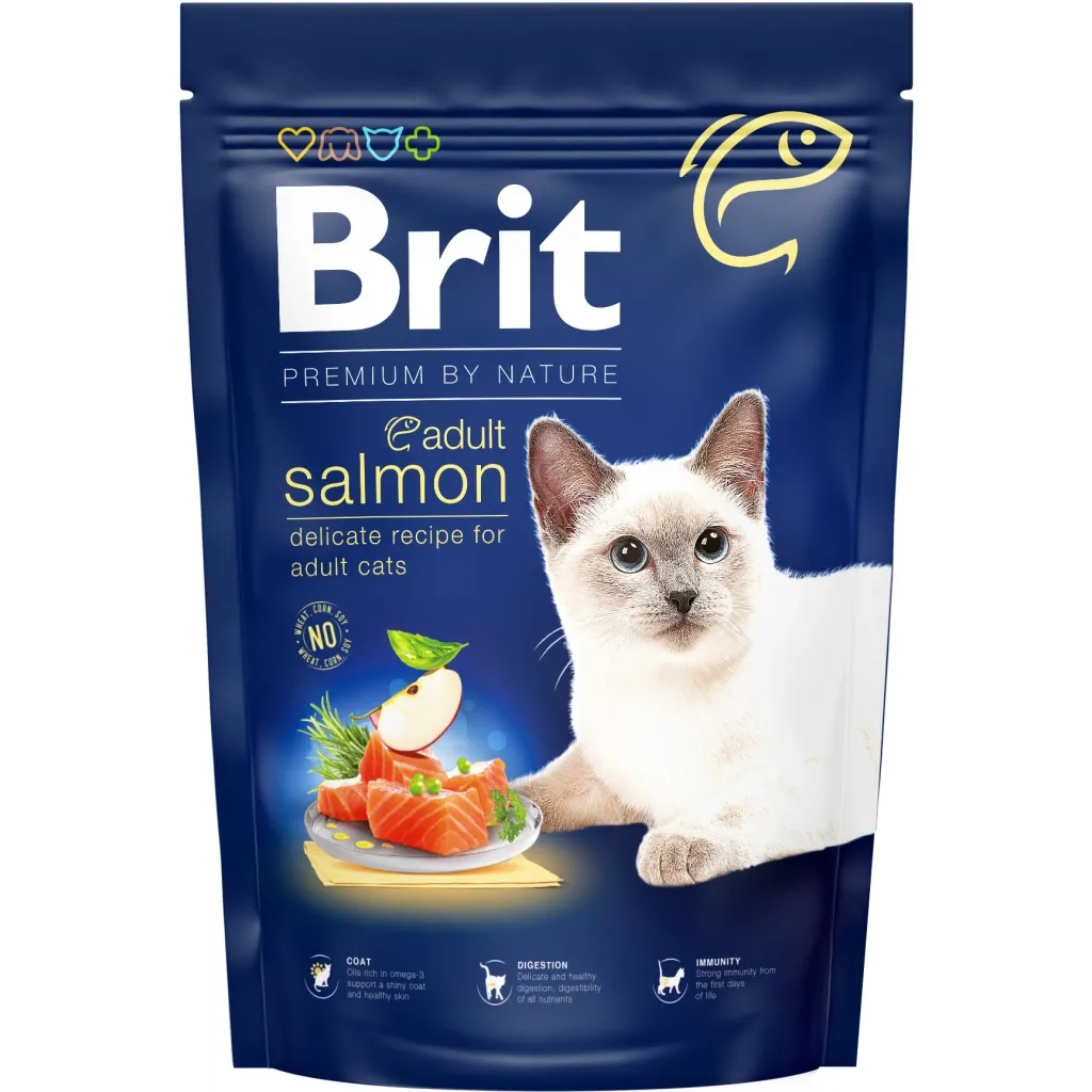 Сухий корм для котів Brit Premium by Nature Cat Adult Salmon 1.5 кг (8595602553136)