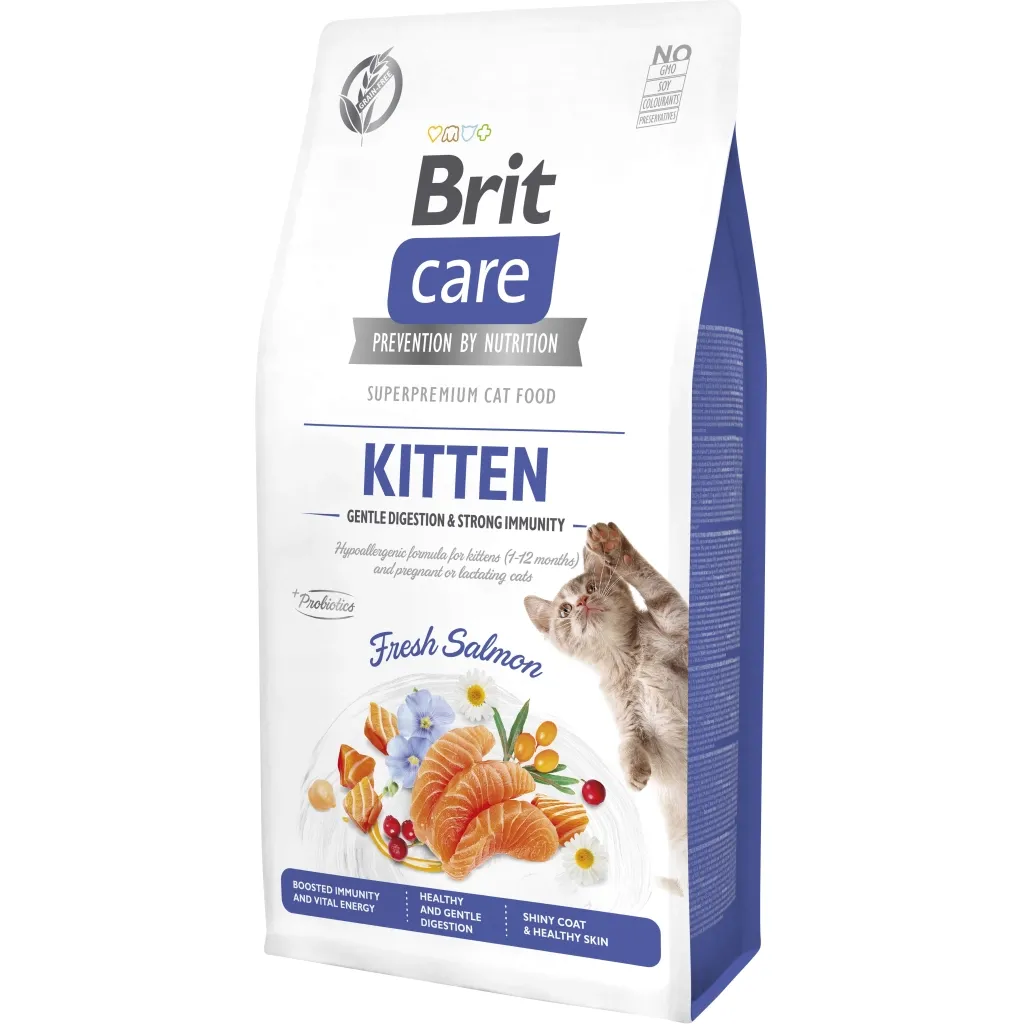 Сухий корм для котів Brit Care Cat GF Kitten Gentle Digestion Strong Immunity з лососем 7 кг (8595602565054)