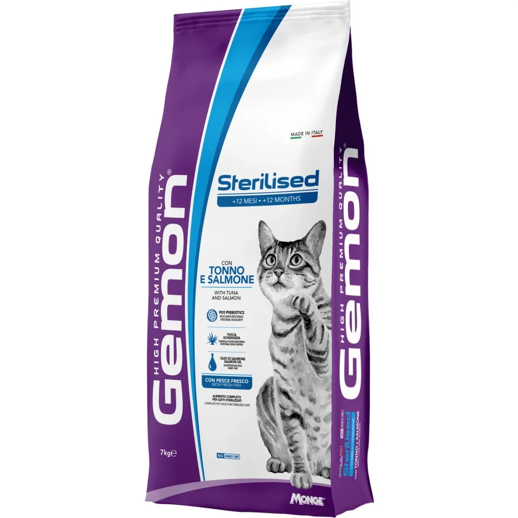 Сухий корм для котів Gemon Cat Sterilised тунець з лососем 7 кг (8009470297295)