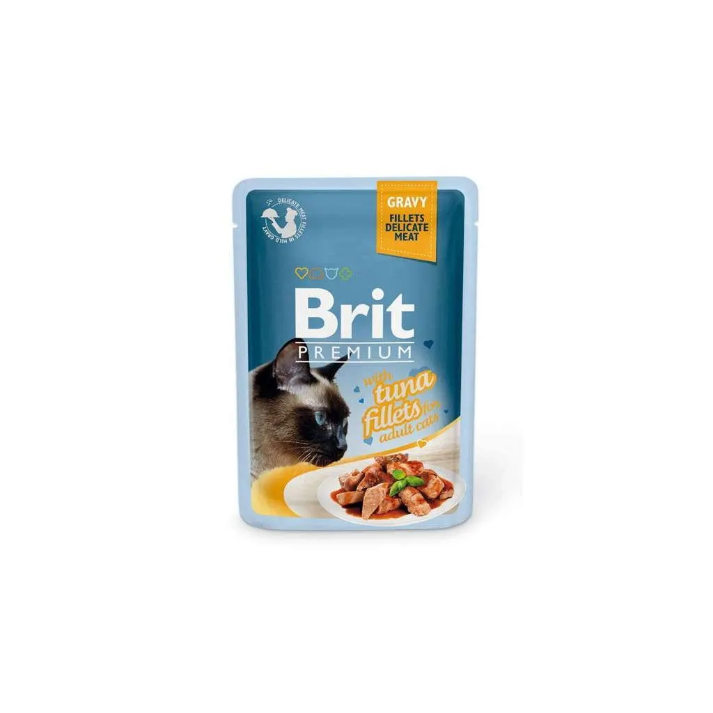 Вологий корм для котів Brit Premium Cat 85 г (філе тунця в соусі) (8595602518548)