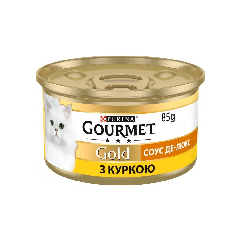 Вологий корм для котів Purina Gourmet Gold. Соус Де-Люкс з куркою 85 г (7613036705103)