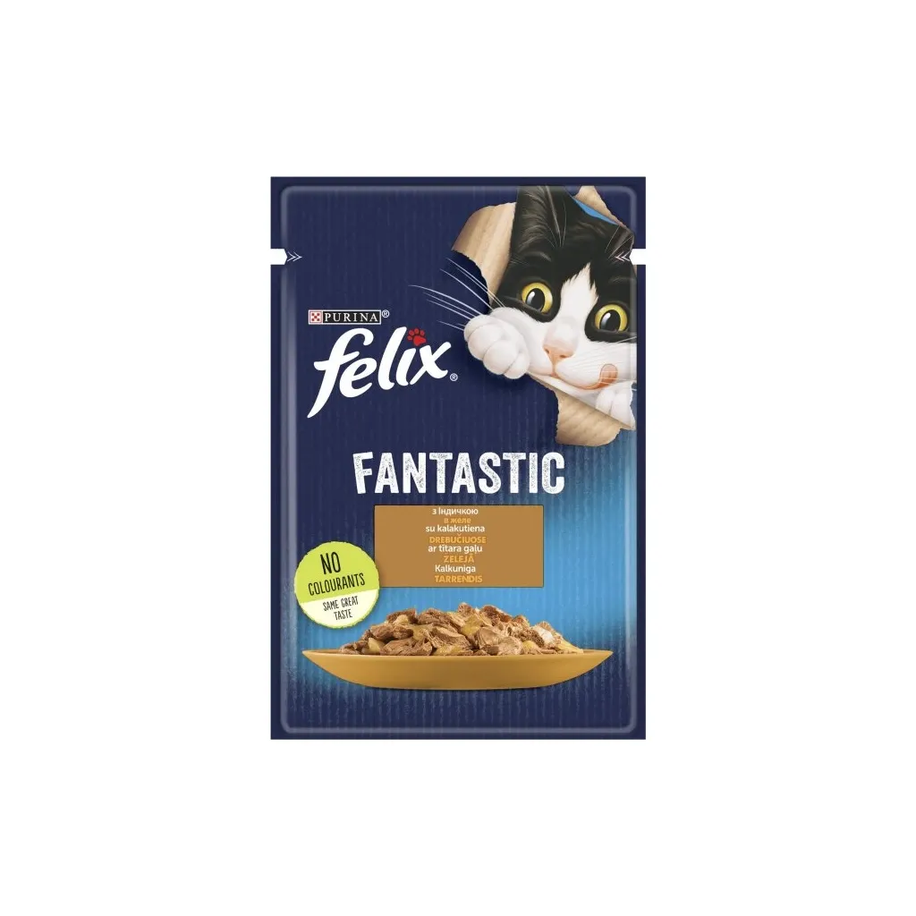Вологий корм для котів Purina Felix Fantastic з індичкою в желе 85 г (7613039832516)