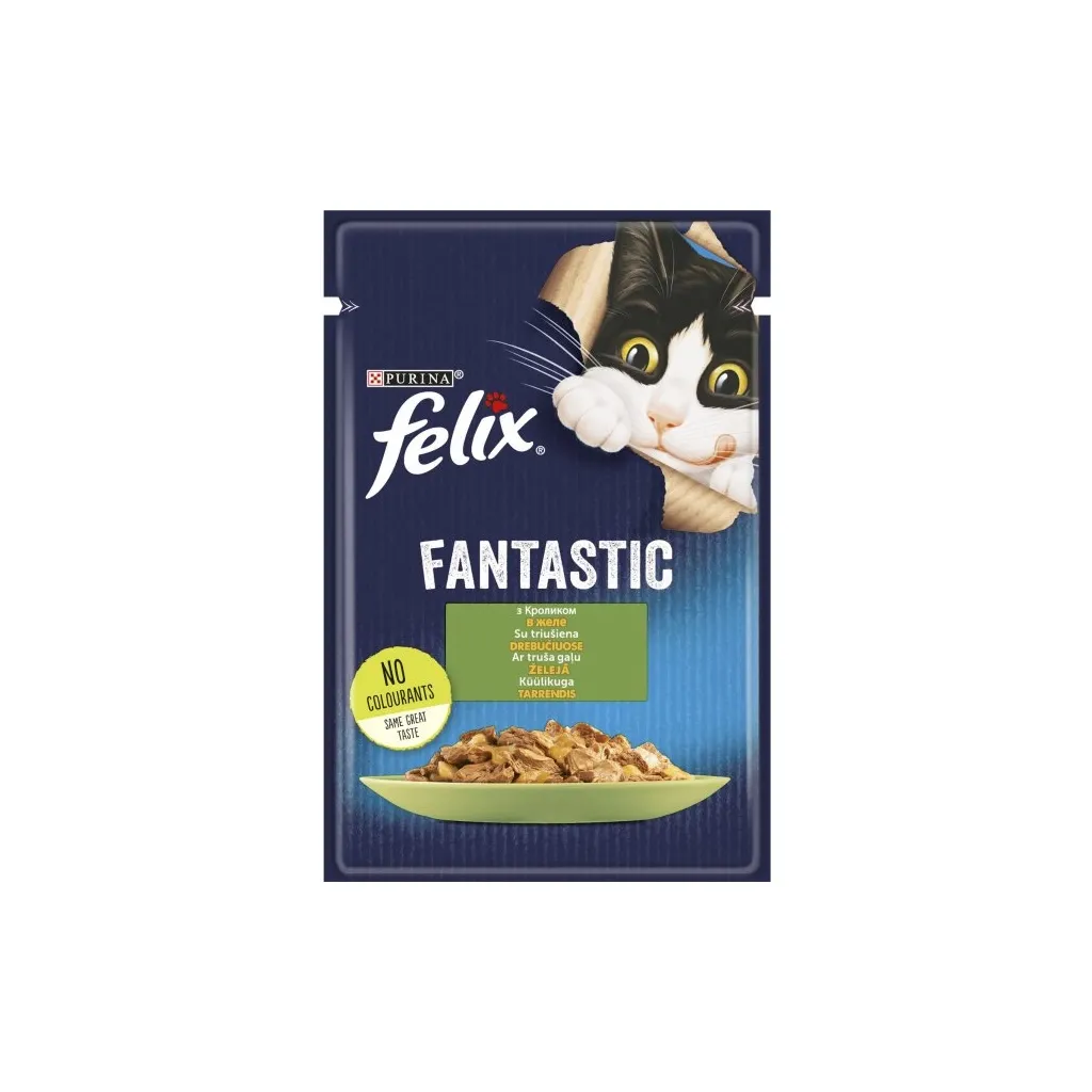 Вологий корм для котів Purina Felix Fantastic з кроликом у желе 85 г (7613039835500)