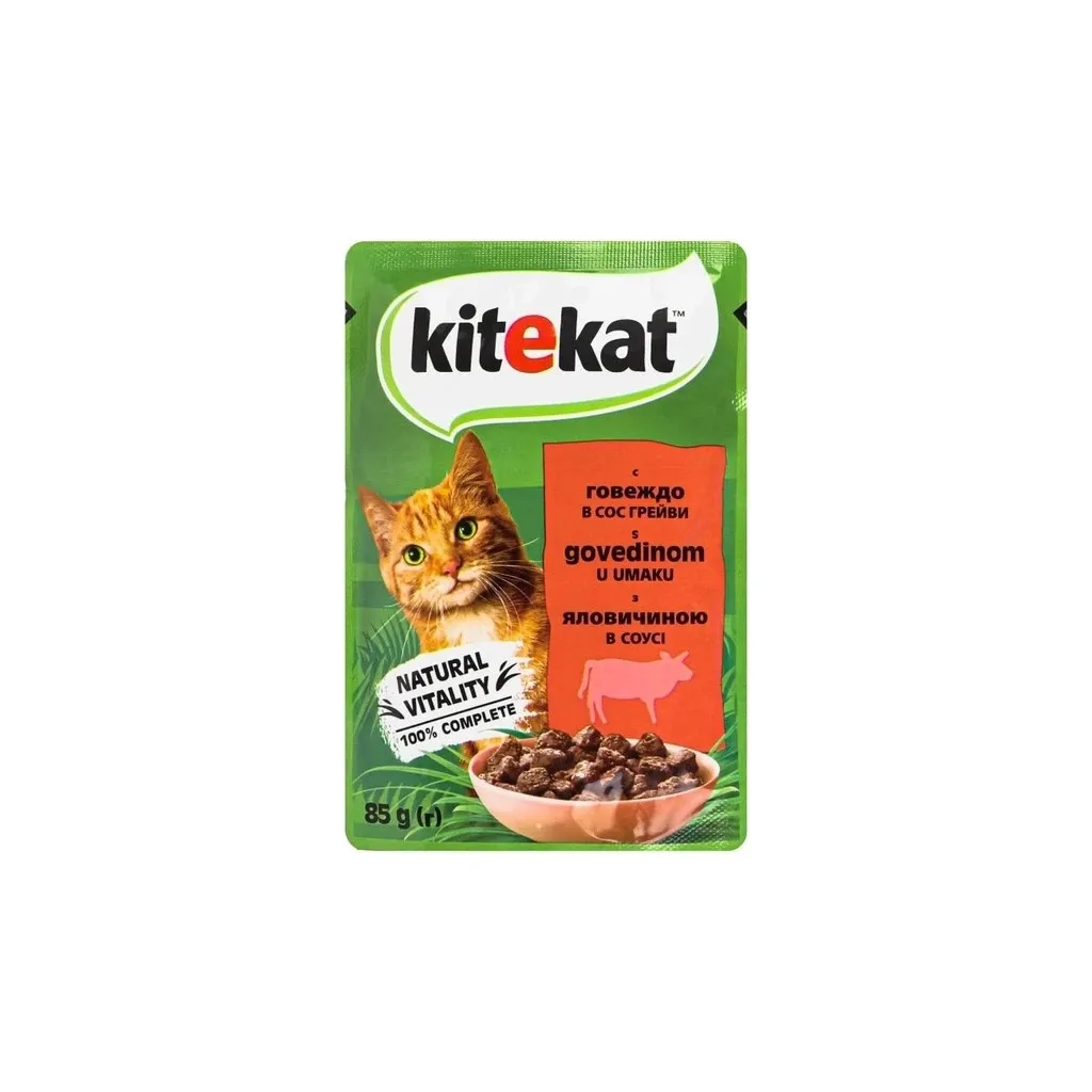 Вологий корм для котів Kitekat з яловичиною в соусі 85 г (5900951307379)