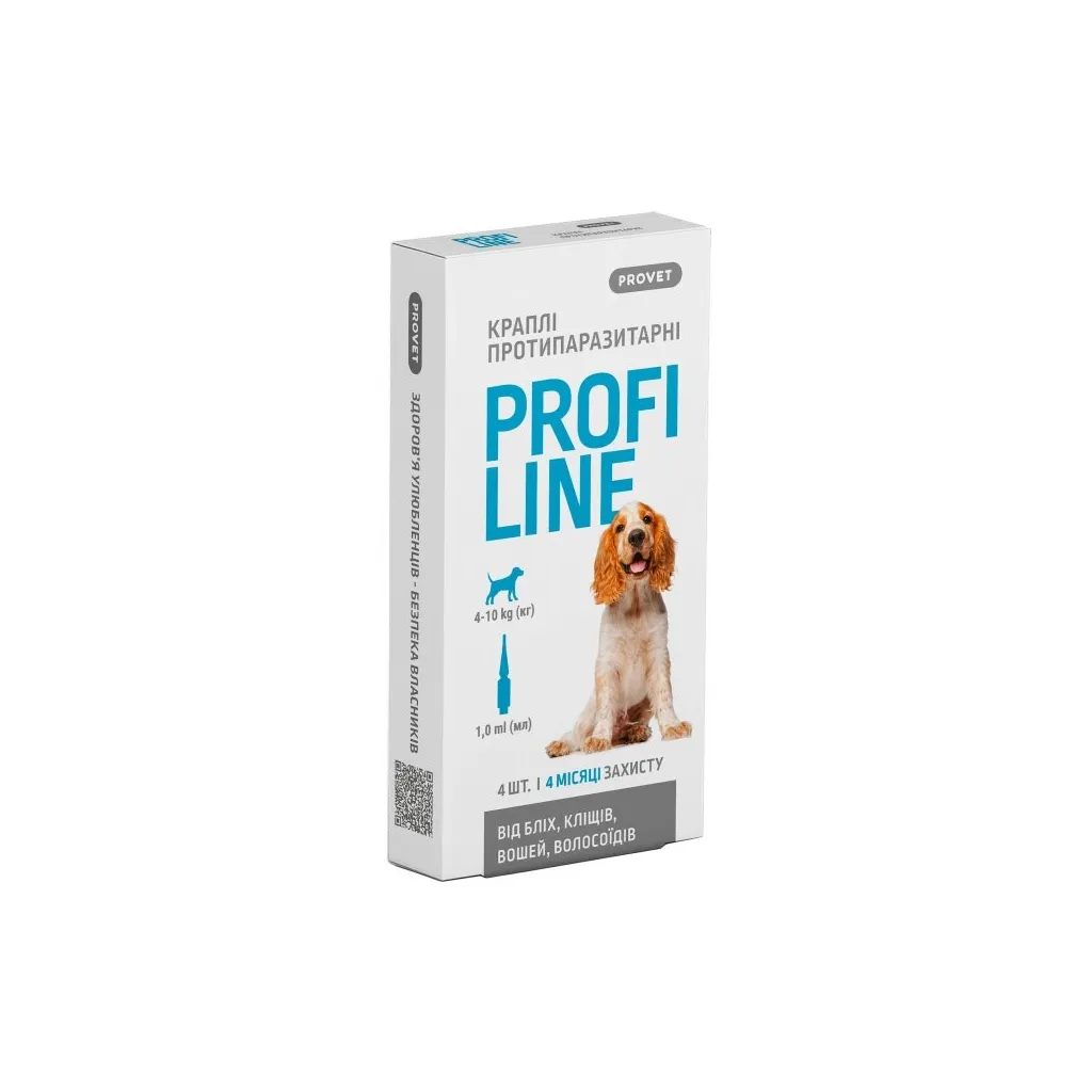 Крапля для тварин ProVET Profiline інсектоакарицид собак 4-10 кг 4/1 мл (4823082431045)