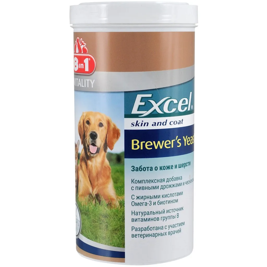 Таблетка для тварин 8in1 Excel Brewers Yeast Пивні дріжджі 1430 шт (4048422115731)