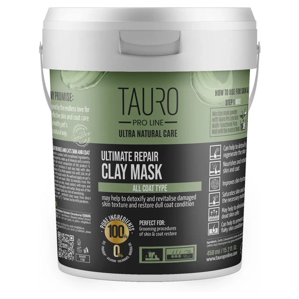 Маска для тварин Tauro Pro Line Ultra Natural Care глиняна 450 г (TPL47575)