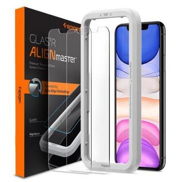Защитное стекло и пленка  Spigen iPhone 11/XR AlignMaster Glas tR, 2 pack (AGL00101)