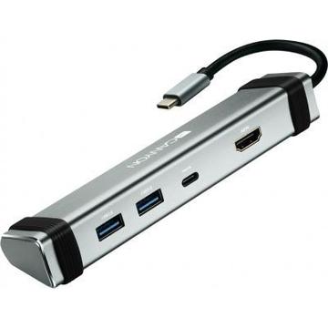 Адаптер и переходник CANYON USB Type-C to Type-C PD + 2*USB3.0 + HDMI 4K/30fps (CNS-TDS03DG)