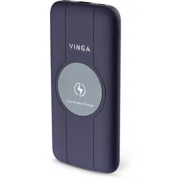 Зовнішній акумулятор Vinga 10000 mAh Wireless QC3.0 PD soft touch purple (BTPB3510WLROP)