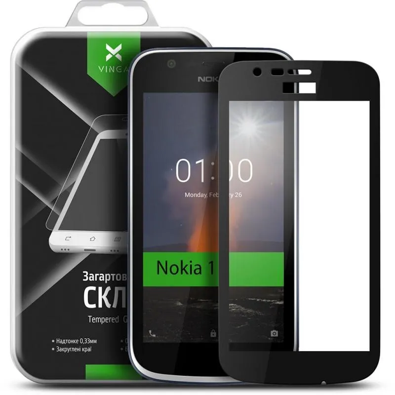 Захисне скло Vinga для Nokia 1 Black (VTPGS-N1B)