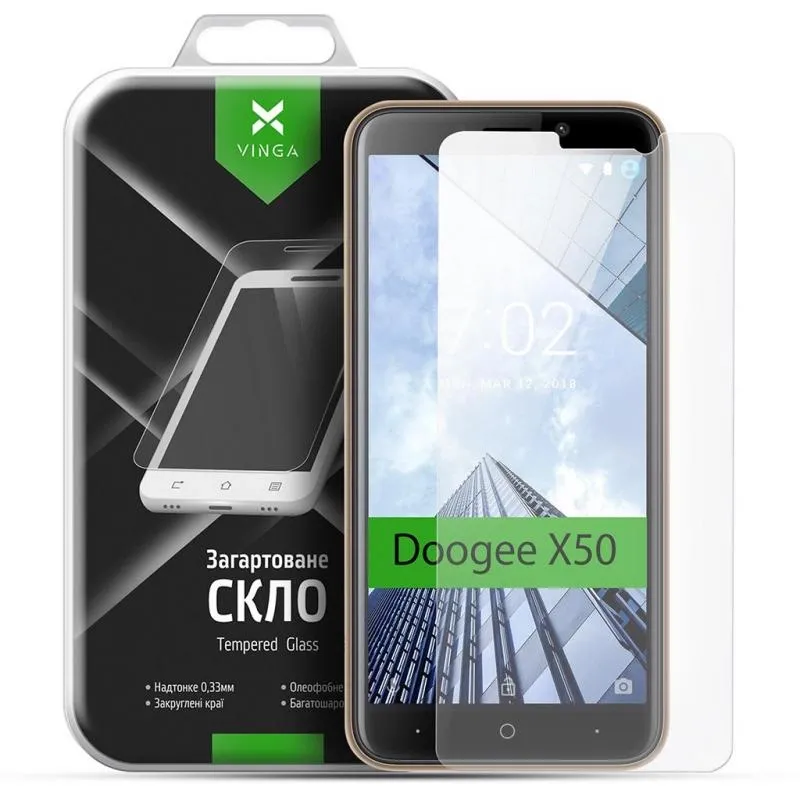 Захисне скло Vinga для Doogee X50 (VTPGS-DX50L)