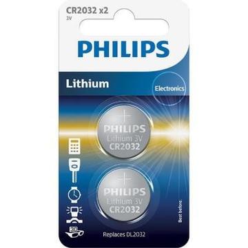 Батарейка PHILIPS CR2032 Lithium BLI 2 (CR2032P2/01B)