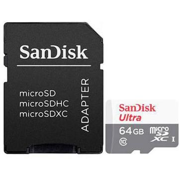 Карта памяти SanDisk 64GB UHS-I Class 10 Ultra R100/W10MB/s + SD-адаптер (SDSQUNR-064G-GN3MA)