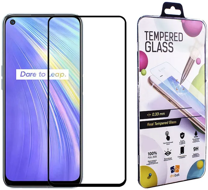 Захисне скло Drobak Realme V5 Full Cover Full Glue (Black) (222225) (222225)