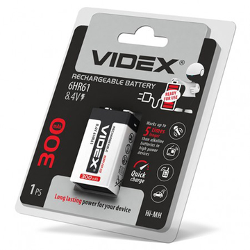 Батарейка Videx 6HR61 300mAh Blister/1pcs