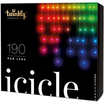 Гірлянда Twinkly Icicle RGB 190, BT+WiFi, Gen II, IP44 кабель Transparent