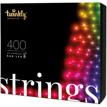Гірлянда Twinkly Strings RGB 400, BT+WiFi, Gen II, IP44 кабель Black