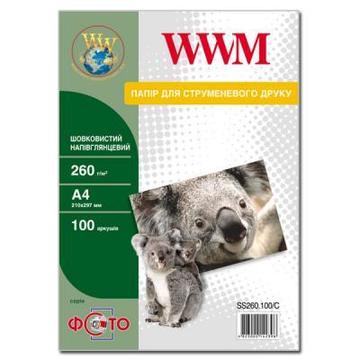 Папір WWM Photo шовковистий напівглянцевий 260г/м2 А4 100арк. (SS260.100/C)