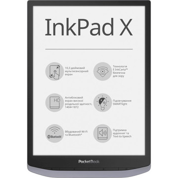Електронна книга  PocketBook 1004 InkPad X Metallic Grey (PB1040-J-CIS)