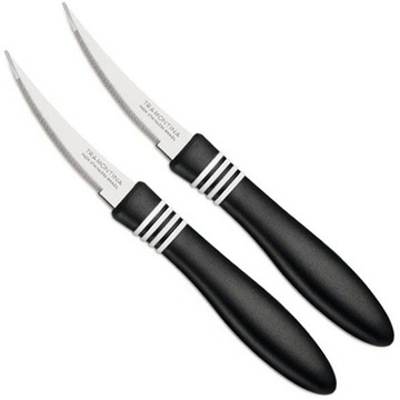 Кухонный нож Tramontina COR & COR ножей томатных 76 мм 2 шт. чёрная ручка (23462/203)