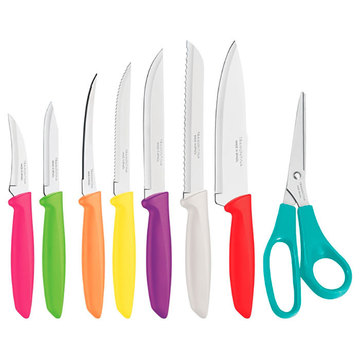 Кухонный нож Tramontina PLENUS цветн. н-р 8пр (7 ножей, ножницы)блис. (23498/917)
