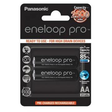 Акумулятор для фото-відеотехніки PANASONIC Eneloop Pro AA 2500mAh NI-MH * 2 (BK-3HCDE/2BE)