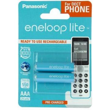 Акумулятор для фото-відеотехніки PANASONIC Eneloop Lite AAA 550mAh NI-MH Dect Series * 2 (BK-4LCCE/2DE)