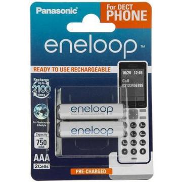 Акумулятор для фото-відеотехніки PANASONIC Eneloop AAA 750mAh NI-MH Dect Series * 2 (BK-4MCCE/2DE)