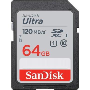 Карта памяти SanDisk 64GB UHS-I Class 10 Ultra R120MB/s (SDSDUN4-064G-GN6IN)