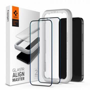 Защитное стекло и пленка  Spigen iPhone 12 mini Glas tR ALM FC (2Pack) Black (AGL01812)