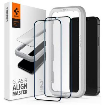 Захисне скло та плівка Spigen iPhone 12 / 12 Pro tR ALM FC Black (2Pack) (AGL01802)