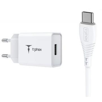 Зарядное устройство T-PHOX Mini 12W + Type-C cable 1.2m White