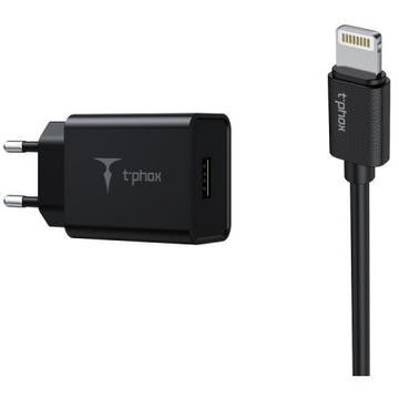 Зарядное устройство T-PHOX Mini 12W + Lightning cable 1.2m Black