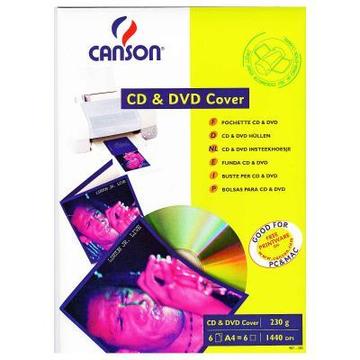 Бумага Canson CD/DVD конверт 230г A4 6ст (872853)