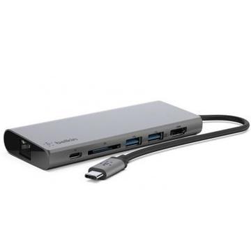 USB Хаб Belkin USB-C PD Travel Hub USB-C 2/USB 3.0 HDMIGigabit SPACE (F4U092BTSGY)