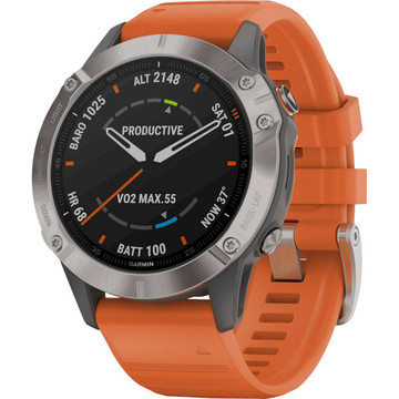 Смарт-часы Garmin Fenix 6 Sapphire Titanium with Ember Orange Band (010-02158-14)