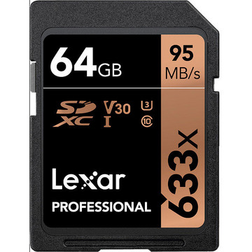 Карта пам'яті  Lexar 64GB SDXC class 10 UHS-I U3 V30 633x Professional (LSD64GCB633)