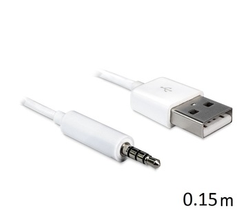 Кабель синхронизации USB iPod Shuffle Jack 35mm M 4 pin -> USB AM White