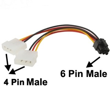 Кабель Живлення Molex 6/pin to 2x4/pin F