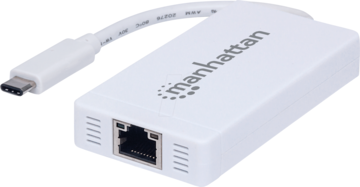 USB Хаб Manhattan Type-C Hub 3-port USB3.0 + RJ45 Gigabit Ethernet White
