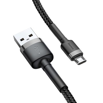 Кабель синхронізації Baseus cafule Cable USB For Micro 2.4A 1M Silver+Black (CAMKLF-BG1)