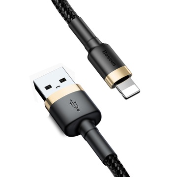 Кабель синхронізації Baseus cafule Cable USB For lightning 1.5A 2M Black+Золотий (CALKLF-BV1)