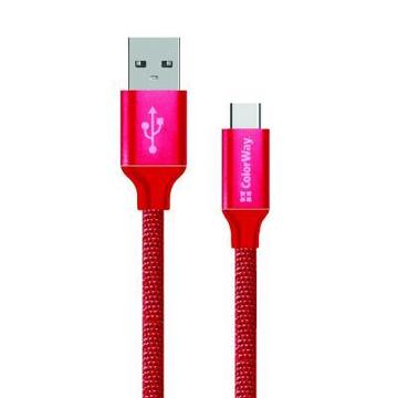 Кабель синхронизации ColorWay Кабель Colorway USB-Type-C 2.1А 1м красный (CW-CBUC003-RD)