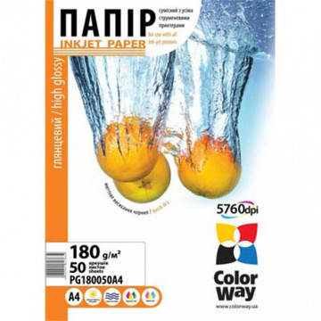 Фотопапір ColorWay A4 (ПГ180-50) (PG180050A4)
