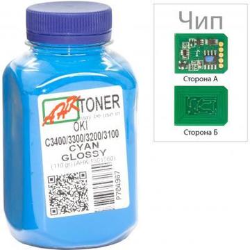 Картридж AHK OKI C3400/3300 110г Cyan+chip (1502695)