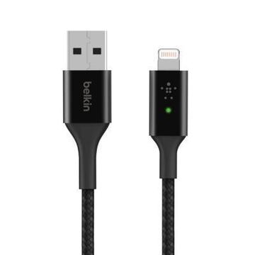 Кабель синхронизации Belkin USB-A - Lightning BRAIDED Smart LED 1.2m black